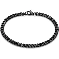 LGT JWLS Stalen heren armband Gourmet schakel Zwart 3mm-23cm