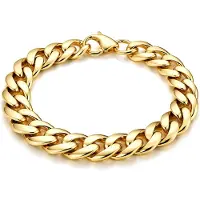 LGT JWLS Stalen heren armband Gourmet schakel Goudkleurig 9mm-18cm