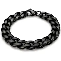 LGT JWLS Stalen heren armband Gourmet schakel Zwart 11mm-21cm