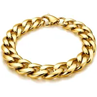 LGT JWLS Stalen heren armband Gourmet schakel Goudkleurig 11mm-18cm