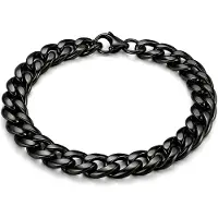LGT JWLS Stalen heren armband Gourmet schakel Zwart 7mm-23cm