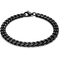 LGT JWLS Stalen heren armband Gourmet schakel Zwart 5mm-23cm