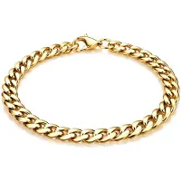 LGT JWLS Stalen heren armband Gourmet schakel Goudkleurig 5mm-23cm