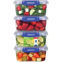 Sistema KLIP IT PLUS set van vershoudcontainers | 1 liter | 4 luchtdichte containers | Lekdicht