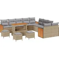 vidaXL Tuinbank Set 14 st 14-Aantal zitplaatsen Beige en Lichtgrijs