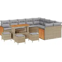 vidaXL Tuinbank Set 13 st 13-Aantal zitplaatsen Beige en Lichtgrijs