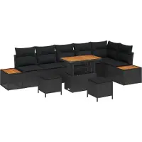 vidaXL Tuinbank Set 9 st 8-Aantal zitplaatsen Zwart