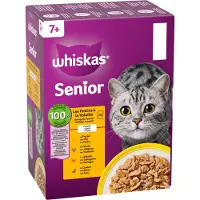 Whiskas 7+ Gevogelte Selectie in gelei natvoer kat multipack (zakjes 85 g) 4 verpakkingen (48 x 85 g)