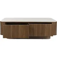 Housecraft living Almira Salontafel 120x60 cm Marmerlook/ Walnootkleur - Bruin