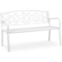 Relaxdays tuinbank - 2 persoons - 78 x 124,5 x 58 cm - antiek - weerbestendig - gietijzer - staal - wit