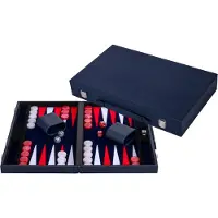 Longfield Backgammon 18 inch - Rood & Wit Ingelegd Bord - Luxe Kunstlederen Koffer - Inclusief Stenen, Dobbelstenen & Werpbeker - Engelhart