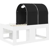 vidaXL Bed met Tunnel met plank 3 st Wit en zwart Bewerkt hout