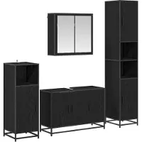 vidaXL Badkamermeubel Set met plank 4 pcs Zwart Eiken Bewerkt hout