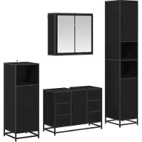 vidaXL Badkamermeubel Set 4 st Zwart Eiken 80 x 33 x 60 cm