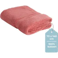 HUSH. Living HUSH Living Badhanddoek - Per Stuk - 70×140 cm - 100% Katoen - Zware Kwaliteit 500g/m2 - Stijlvol Boord en Ophanglus - Koraal
