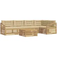 vidaXL Buiten bank set 6 st Wit en Beige Polyester