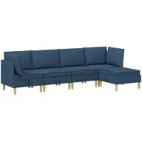vidaXL Modulaire bankset met opslag 5 st Blauw Stof