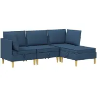 vidaXL Modulaire bankset met opslag 4 st Blauw Stof