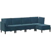vidaXL Woonkamer Meubelset 5 st Blauw Fluweel