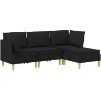 vidaXL Modulaire bankset met opslag 4 st Zwart Stof