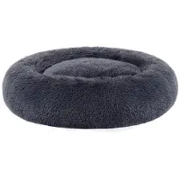 Feandrea Pluizig hondenbed in de vorm van een donut, Donkergrijs