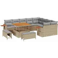 vidaXL Tuinbank Set 12 st Beige poly rattan