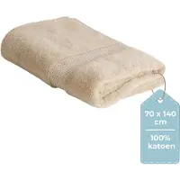 HUSH. Living HUSH Living Badhanddoek - per Stuk - 70×140 cm - 100% Katoen - Zware Kwaliteit 500g/m2 - Stijlvol Boord en Ophanglus - Zand