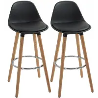HOMCOM Barkruk-Kunstleer, Beukenhout-43B x 43L x 91H cm-Zwart