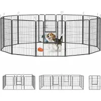PawHut Huisdierenren-Staal-240L x 240B x 100H cm-Grijs