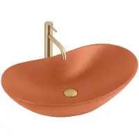 REA - Opzetwastafel Royal Cinnamon Matt Sanitair Keramiek, Oranje, Ovaal - 61,5 x 35,5 x 15,5 cm