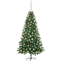 vidaXL Kunstkerstboom met verlichting en kerstballen 150 cm groen