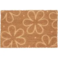 Merkloos deurmat kokos - met bloemen - 40 x 60 cm - antislip - weerbestendig - binnen en buiten