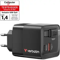 Verbatim GaN Serie - Wandlader - 65W - 2x USB-C - 1x USB-A