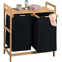 Kesper Wasmand met 2 vakken, 64x33x73cm, Bamboe, Polyester waszak