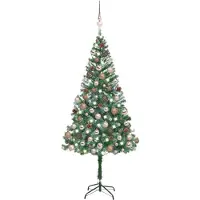 vidaXL Kunstkerstboom met verlichting kerstballen dennenappels 180 cm
