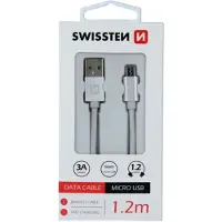 Swissten Micro‑USB Oplaadkabel 1,2 meter – voor Samsung, Android, Powerbank & PS4 Controller – USB‑A Kabel – Zilver