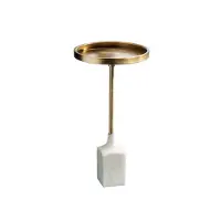 Invicta Design bijzettafel TRAYFUL 60cm antiek goud wit marmeren voet handgemaakt rond - 42721