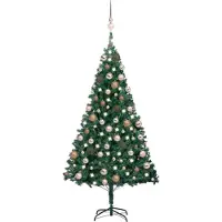 vidaXL Kunstkerstboom met verlichting en kerstballen 150 cm PVC groen