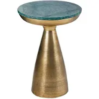 Invicta Handgemaakte bijzettafel ELEMENTS 60cm goudgroen marmer rond - 42717