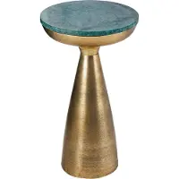 Invicta Handgemaakte bijzettafel ELEMENTS 55cm goudgroen marmer rond - 42731