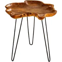 Invicta Unieke bijzettafel WILD 65cm natuurlijke teakhouten haarspeldpoten salontafel - 44708