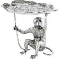 Invicta Design Bijzettafel WILDLIFE MONKEY 60cm Zilver Metaal Handgemaakt - 44836