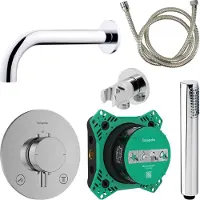 Hansgrohe Badkraanset Ecostat Rond met Handdouche Chroom