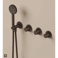 Hotbath Afbouwdeel guy diamond bad/douche thermostaat met 2 stopkranen zonder uitloop tuscan bronze