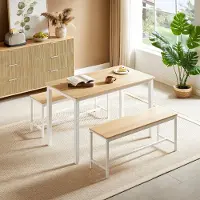 STILVORA Eettafelset - Industriële Eettafel Met 2 Banken Voor 4 Personen - Ruimtebesparend Voor Keuken En Woonkamer - Spaanplaat; Staal - 110x60x75 Cm
