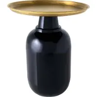 Invicta Ronde bijzettafel ELEGANCIA 50cm goud antiek zwart metaal ijzer handgemaakt - 43497