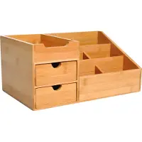 HOMCOM HOMdotCOM Bureau organizer 2 laden natuur bamboe