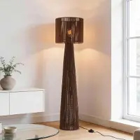 LumenXL Vloerlamp Anori van gevlochten papiertouw in donkerbruin