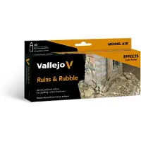 Vallejo Model Air Effects Series Ruins & Rubble - 8 kleuren - 17ml - 71214