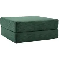 OKWISH Voetenbank 109 X 95 X 43 Cm - Uitklapbaar Tot Eenpersoons Ligstoel - Ruimtebesparend - Corduroy - Smaragdgroen